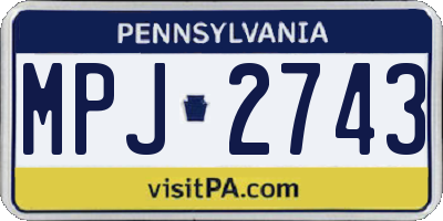 PA license plate MPJ2743