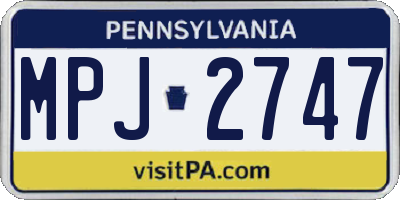 PA license plate MPJ2747