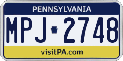 PA license plate MPJ2748