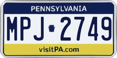 PA license plate MPJ2749