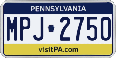 PA license plate MPJ2750
