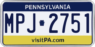 PA license plate MPJ2751