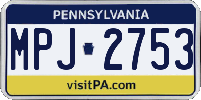 PA license plate MPJ2753