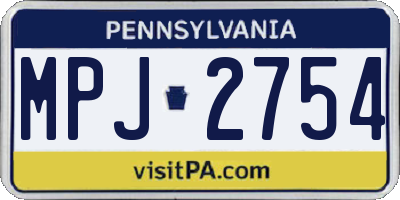 PA license plate MPJ2754