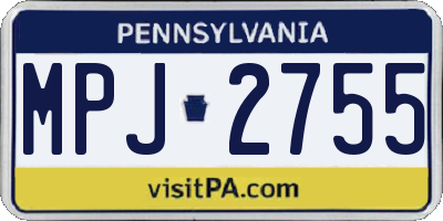 PA license plate MPJ2755