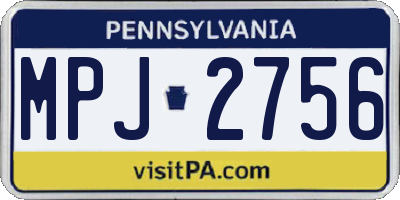 PA license plate MPJ2756