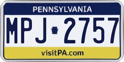 PA license plate MPJ2757
