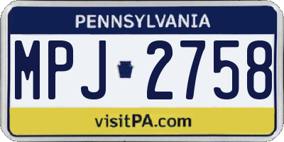 PA license plate MPJ2758