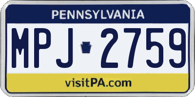 PA license plate MPJ2759