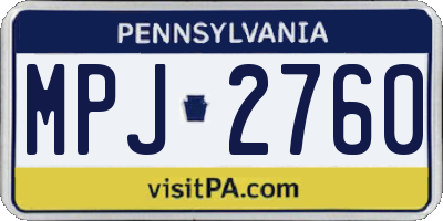 PA license plate MPJ2760