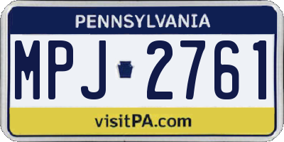PA license plate MPJ2761