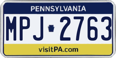 PA license plate MPJ2763