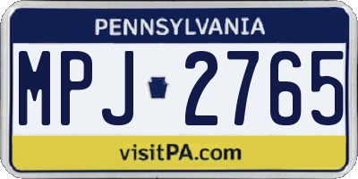 PA license plate MPJ2765