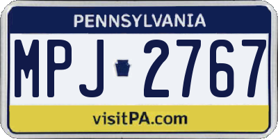 PA license plate MPJ2767