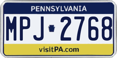 PA license plate MPJ2768