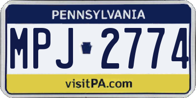 PA license plate MPJ2774