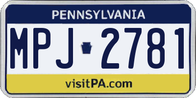 PA license plate MPJ2781