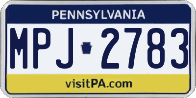 PA license plate MPJ2783