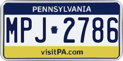 PA license plate MPJ2786