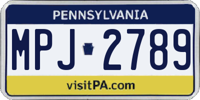 PA license plate MPJ2789