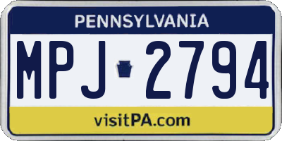 PA license plate MPJ2794