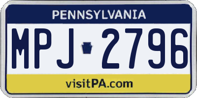 PA license plate MPJ2796
