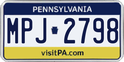 PA license plate MPJ2798