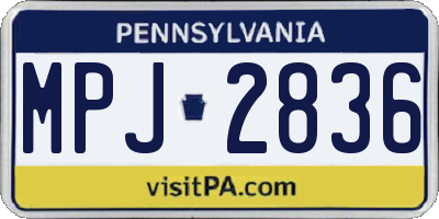 PA license plate MPJ2836