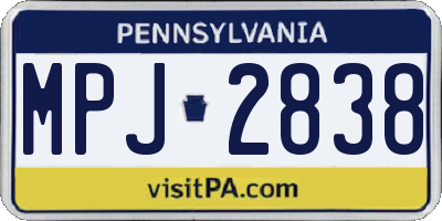 PA license plate MPJ2838