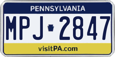 PA license plate MPJ2847