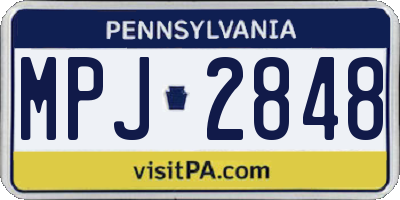 PA license plate MPJ2848