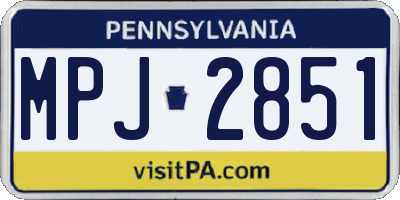 PA license plate MPJ2851