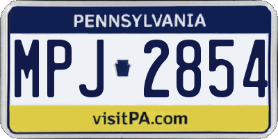 PA license plate MPJ2854