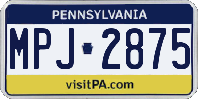 PA license plate MPJ2875