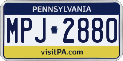 PA license plate MPJ2880
