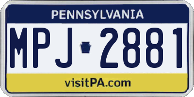 PA license plate MPJ2881