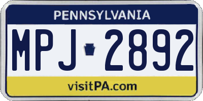 PA license plate MPJ2892