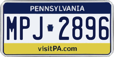 PA license plate MPJ2896