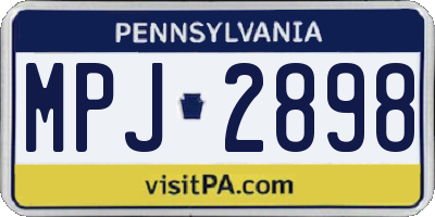 PA license plate MPJ2898
