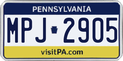 PA license plate MPJ2905