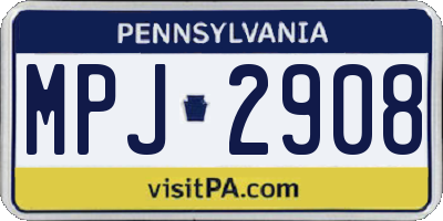 PA license plate MPJ2908