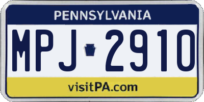 PA license plate MPJ2910