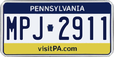 PA license plate MPJ2911