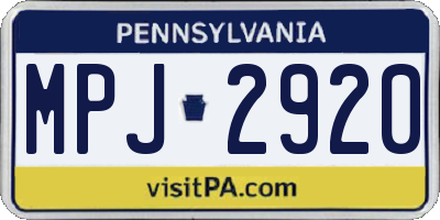 PA license plate MPJ2920