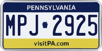 PA license plate MPJ2925