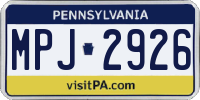 PA license plate MPJ2926