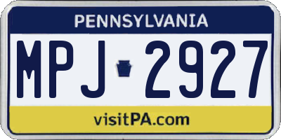 PA license plate MPJ2927