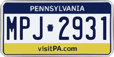 PA license plate MPJ2931