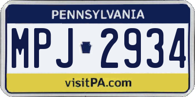 PA license plate MPJ2934