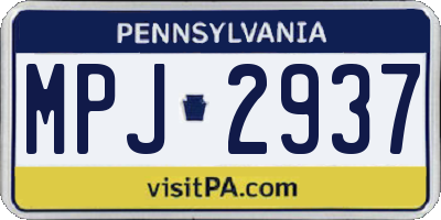 PA license plate MPJ2937